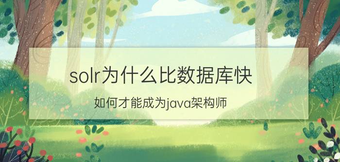 solr为什么比数据库快 如何才能成为java架构师？我为大家来分析一下？